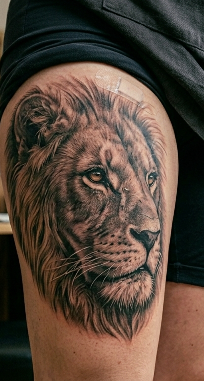 Löwe Hyper Realism Tattoo