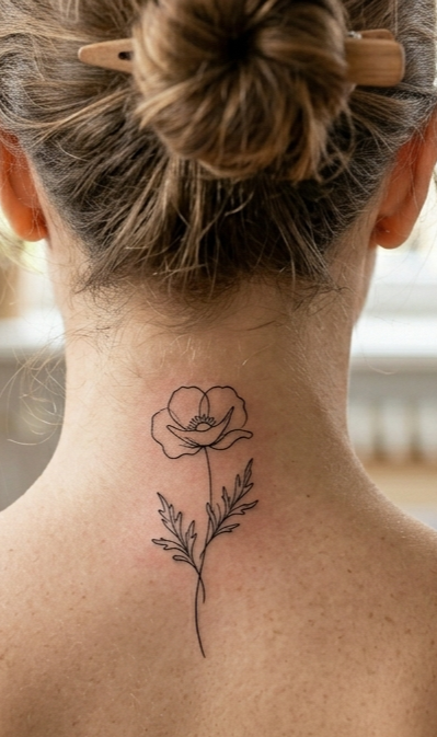 Mohnblume Fine Line Tattoo